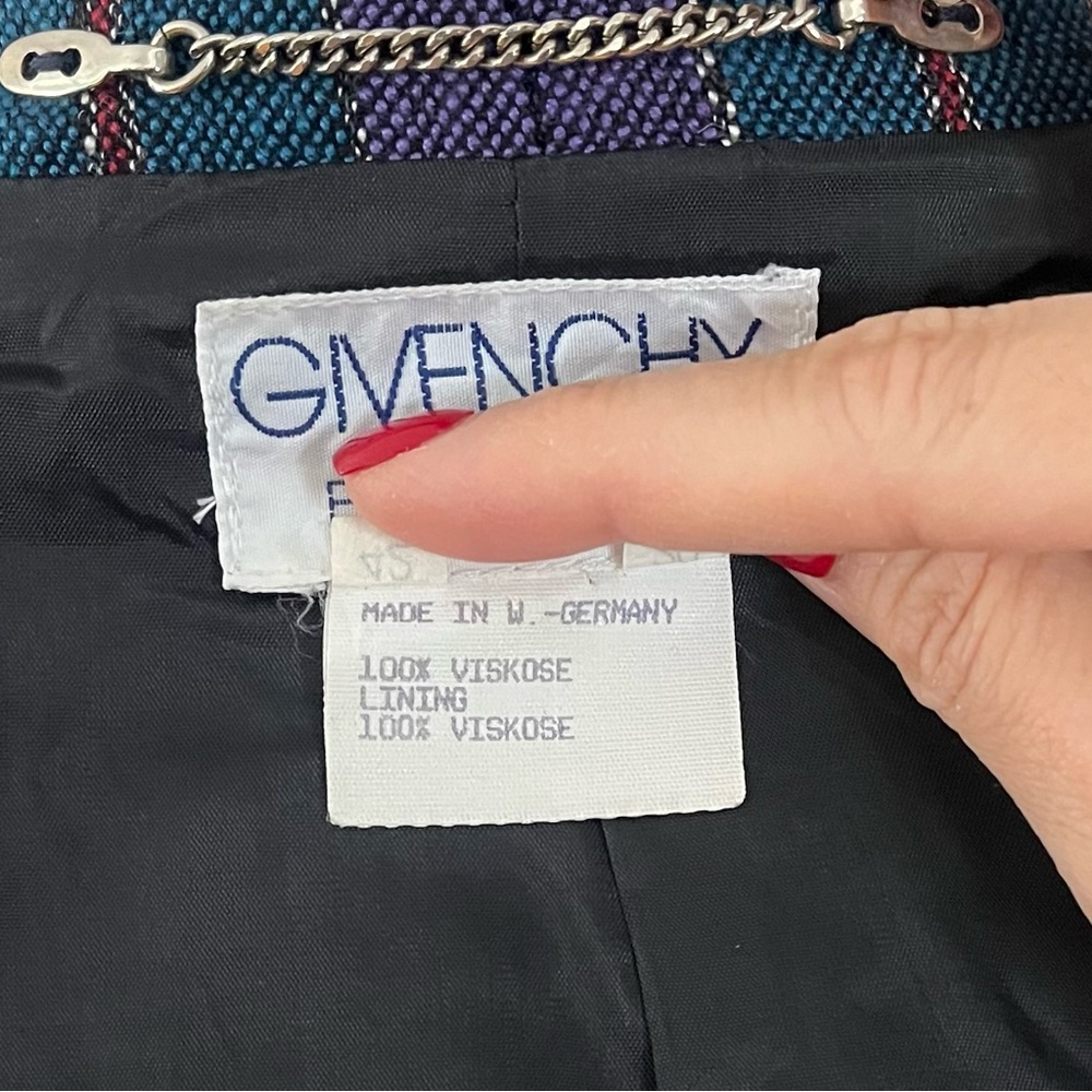 Vintage Givenchy Plus jacket striped purple teal metallic XL - Picture 10 of 12